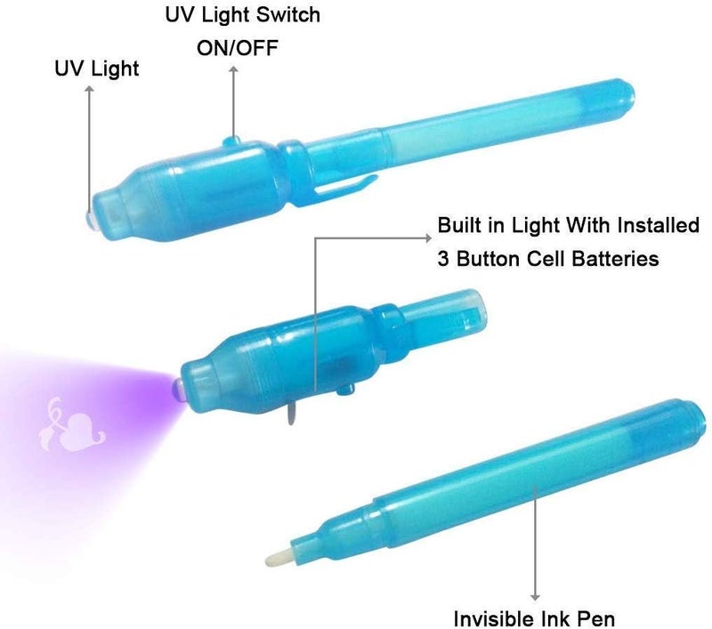 KERRT Invisible Ink Pen with UV Light Secret Message Pen Spy Pens Magic Invisible Markers Classroom Gifts for Students, Party Favors for Kids 8-12, Goodie Bag Stuffers for Kids - Image 5